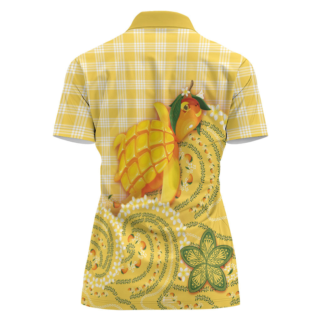 Hawaii Palaka Women Polo Shirt Cute Ripe Mango Turtle On The Waves DT05 - Polynesian Pride