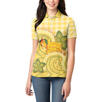 Hawaii Palaka Women Polo Shirt Cute Ripe Mango Turtle On The Waves DT05 - Polynesian Pride