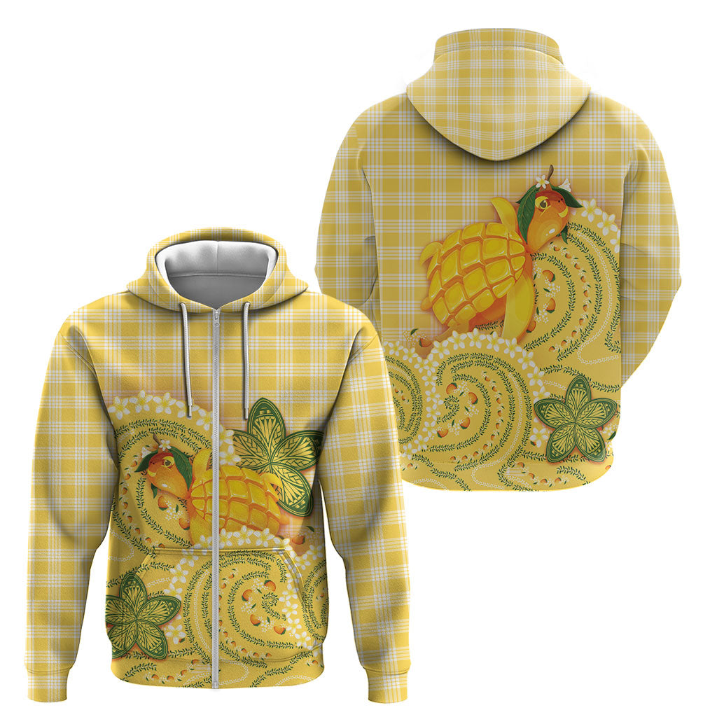 Hawaii Palaka Zip Hoodie Cute Ripe Mango Turtle On The Waves DT05 - Polynesian Pride
