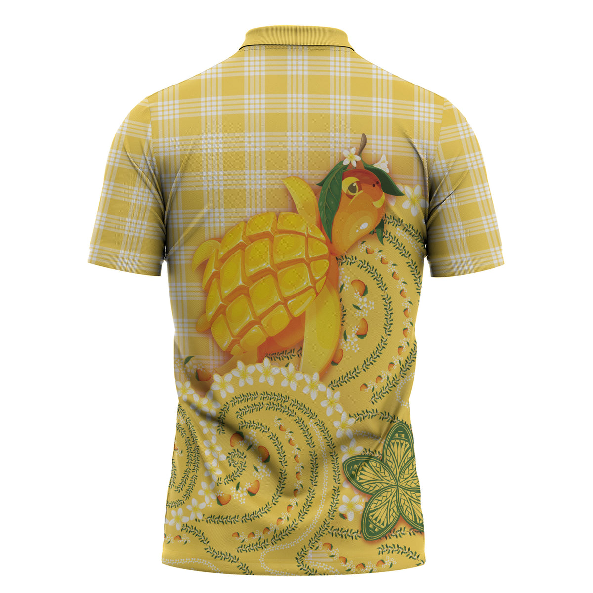 Hawaii Palaka Zipper Polo Shirt Cute Ripe Mango Turtle On The Waves DT05 - Polynesian Pride