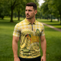 Hawaii Palaka Zipper Polo Shirt Cute Ripe Mango Turtle On The Waves DT05 - Polynesian Pride
