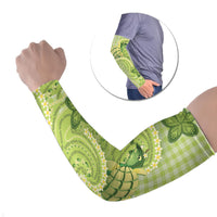 Hawaii Palaka Arm Sleeves Cute Green Mango Turtle On The Waves DT05 Set of 2 Green - Polynesian Pride