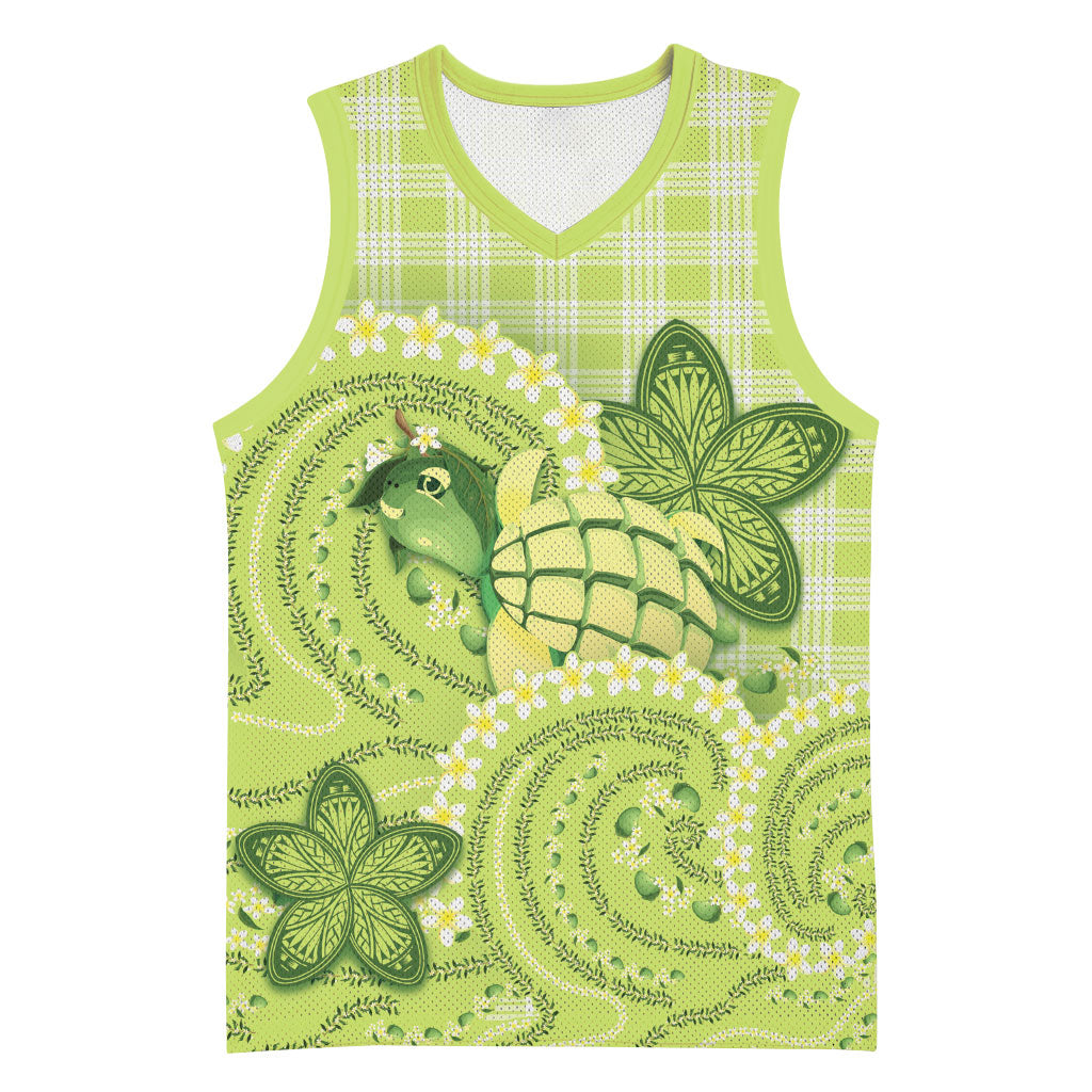 Hawaii Palaka Basketball Jersey Cute Green Mango Turtle On The Waves DT05 Unisex Green - Polynesian Pride