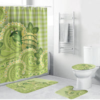 Hawaii Palaka Bathroom Set Cute Green Mango Turtle On The Waves DT05 Bathroom Set (4 pcs) Green - Polynesian Pride