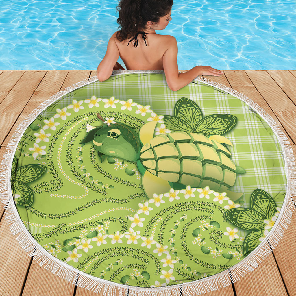Hawaii Palaka Beach Blanket Cute Green Mango Turtle On The Waves DT05 - Polynesian Pride
