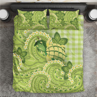 Hawaii Palaka Bedding Set Cute Green Mango Turtle On The Waves DT05 Green - Polynesian Pride