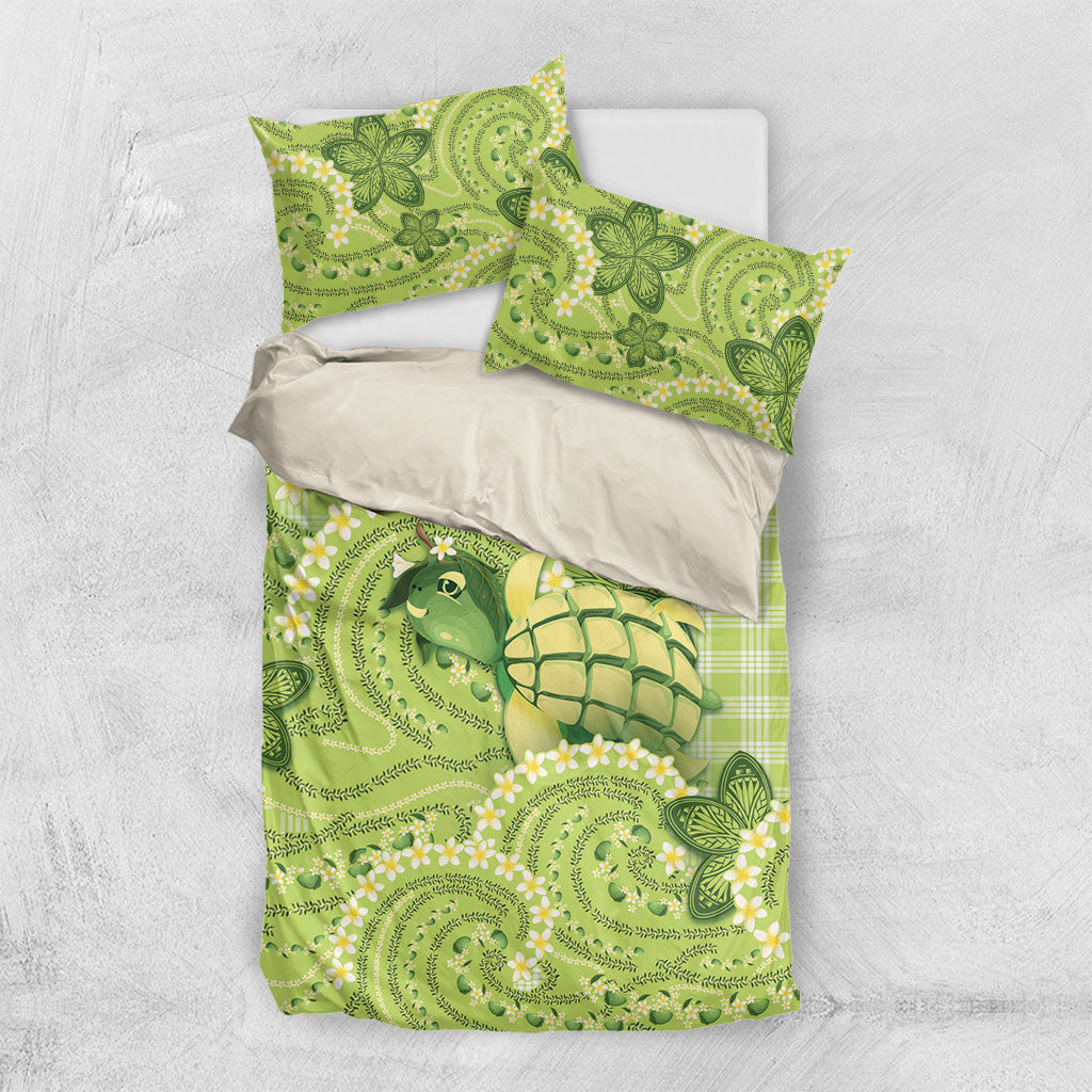 Hawaii Palaka Bedding Set Cute Green Mango Turtle On The Waves DT05 US Twin 172cm x 218cm Green - Polynesian Pride