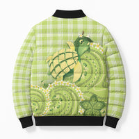 Hawaii Palaka Bomber Puffer Jacket Cute Green Mango Turtle On The Waves DT05 - Polynesian Pride