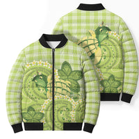 Hawaii Palaka Bomber Puffer Jacket Cute Green Mango Turtle On The Waves DT05 - Polynesian Pride
