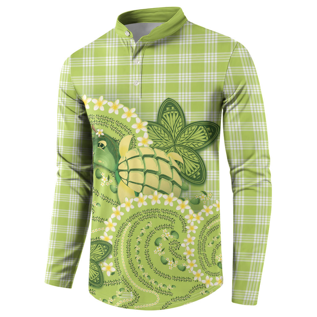 Hawaii Palaka Button Sweatshirt Cute Green Mango Turtle On The Waves DT05 - Polynesian Pride