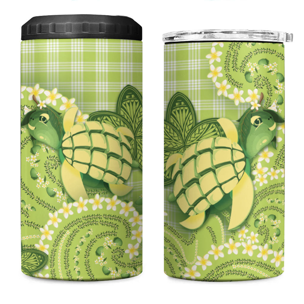Hawaii Palaka 4 in 1 Can Cooler Tumbler Cute Green Mango Turtle On The Waves DT05 One Size: 16 oz Green - Polynesian Pride