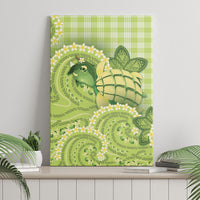 Hawaii Palaka Canvas Wall Art Cute Green Mango Turtle On The Waves DT05 - Polynesian Pride