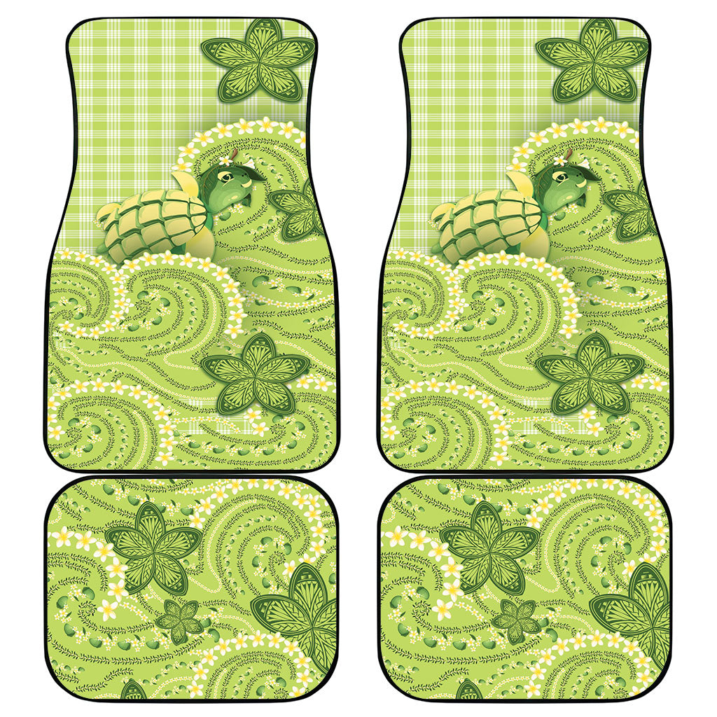 Hawaii Palaka Car Mats Cute Green Mango Turtle On The Waves DT05 - Polynesian Pride