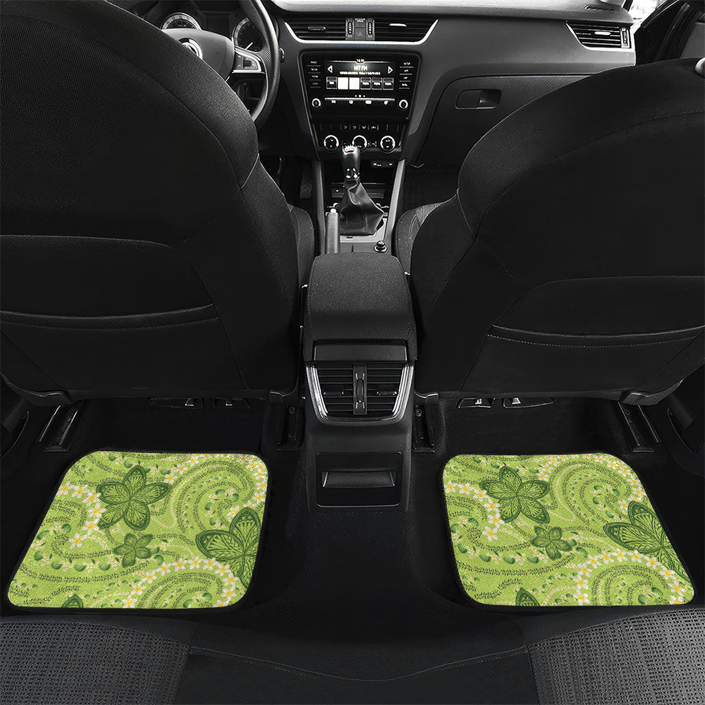 Hawaii Palaka Car Mats Cute Green Mango Turtle On The Waves DT05 Set 2pcs - Back Green - Polynesian Pride