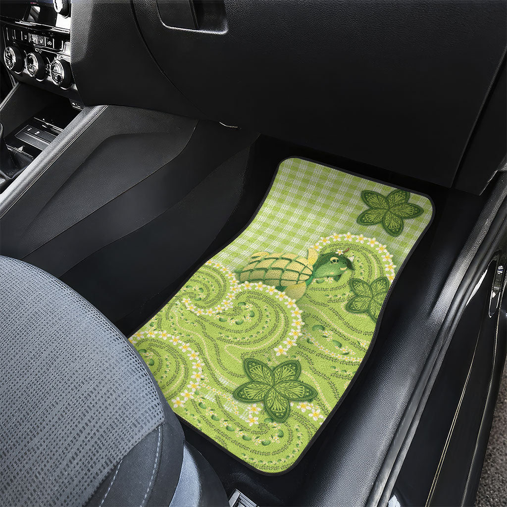 Hawaii Palaka Car Mats Cute Green Mango Turtle On The Waves DT05 - Polynesian Pride