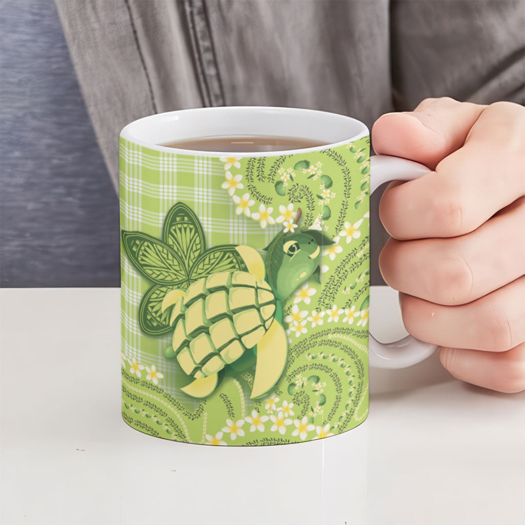 Hawaii Palaka Ceramic Mug Cute Green Mango Turtle On The Waves DT05 - Polynesian Pride