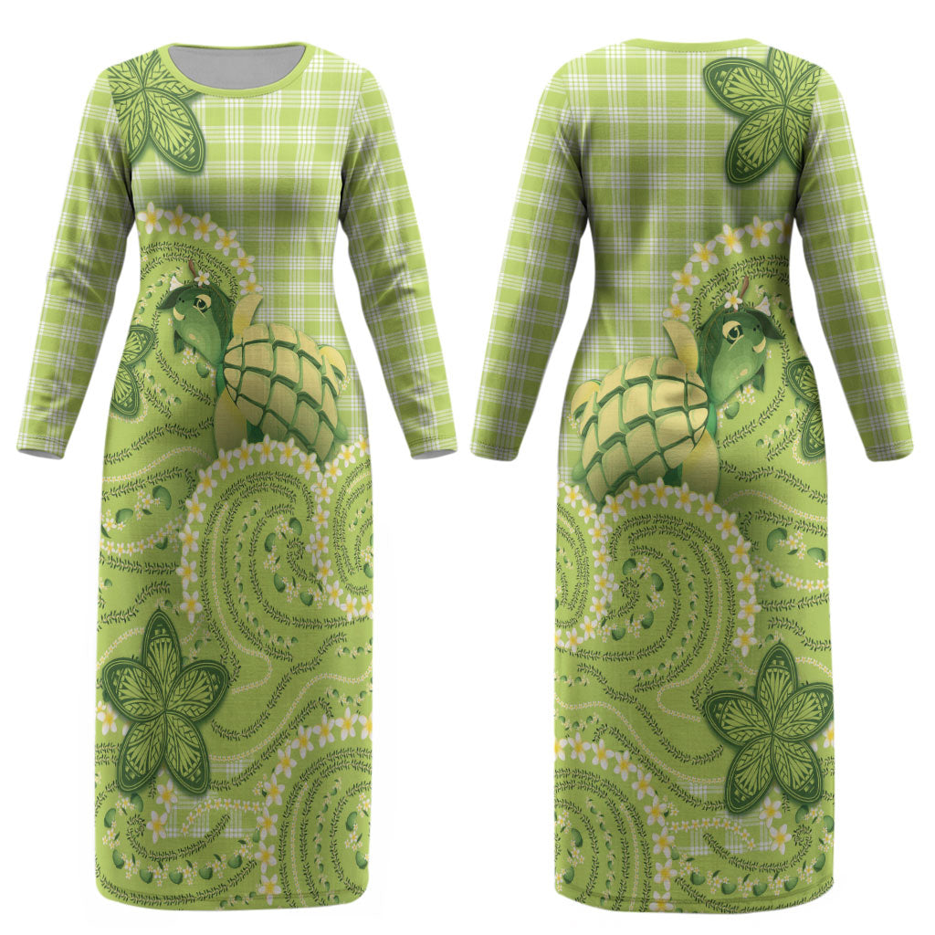 Hawaii Palaka Couples Matching Long Sleeve Bodycon Dress and Long Sleeve Button Shirt Cute Green Mango Turtle On The Waves DT05 - Polynesian Pride