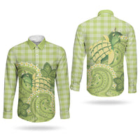 Hawaii Palaka Couples Matching Summer Maxi Dress and Long Sleeve Button Shirt Cute Green Mango Turtle On The Waves DT05 - Polynesian Pride