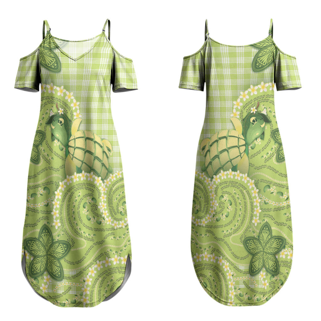 Hawaii Palaka Couples Matching Summer Maxi Dress and Long Sleeve Button Shirt Cute Green Mango Turtle On The Waves DT05 - Polynesian Pride