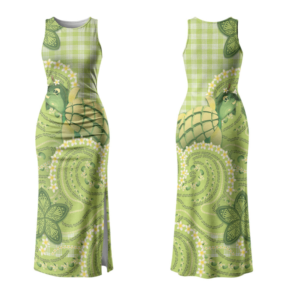 Hawaii Palaka Couples Matching Tank Maxi Dress and Long Sleeve Button Shirt Cute Green Mango Turtle On The Waves DT05 - Polynesian Pride