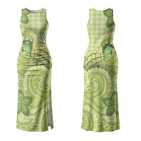 Hawaii Palaka Couples Matching Tank Maxi Dress and Long Sleeve Button Shirt Cute Green Mango Turtle On The Waves DT05 - Polynesian Pride