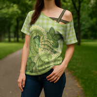 Hawaii Palaka Cross Shoulder Shirt Cute Green Mango Turtle On The Waves DT05 - Polynesian Pride