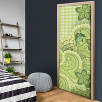 Hawaii Palaka Door Cover Cute Green Mango Turtle On The Waves DT05 - Polynesian Pride