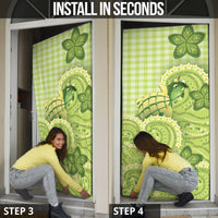 Hawaii Palaka Door Cover Cute Green Mango Turtle On The Waves DT05 - Polynesian Pride