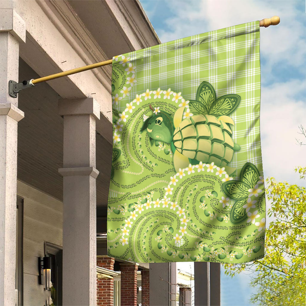 Hawaii Palaka Garden Flag Cute Green Mango Turtle On The Waves DT05 House Flag Green - Polynesian Pride
