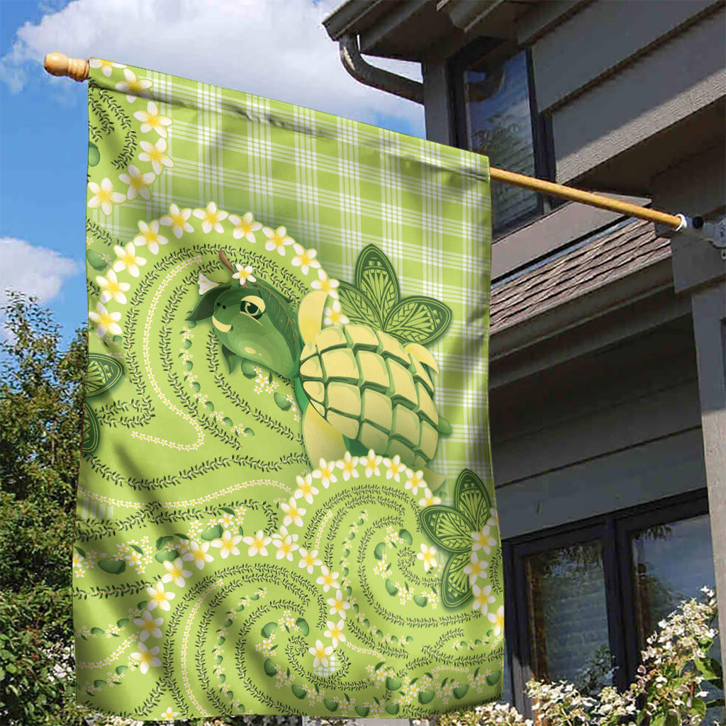 Hawaii Palaka Garden Flag Cute Green Mango Turtle On The Waves DT05 - Polynesian Pride