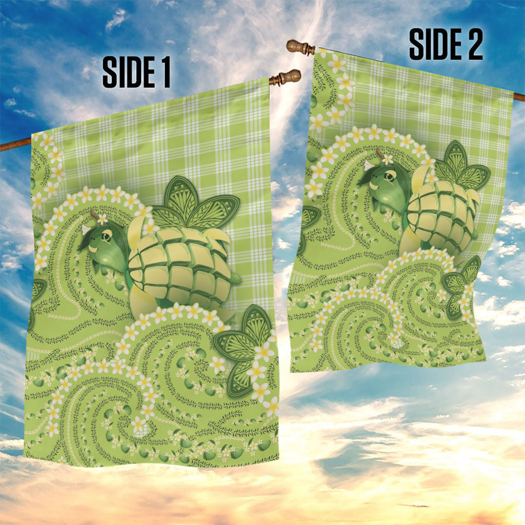 Hawaii Palaka Garden Flag Cute Green Mango Turtle On The Waves DT05 - Polynesian Pride