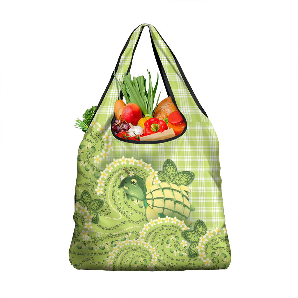 Hawaii Palaka Grocery Bag Cute Green Mango Turtle On The Waves DT05 1-pack One Size Green - Polynesian Pride