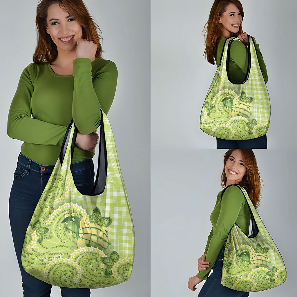 Hawaii Palaka Grocery Bag Cute Green Mango Turtle On The Waves DT05 - Polynesian Pride