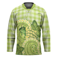 Hawaii Palaka Hockey Jersey Cute Green Mango Turtle On The Waves DT05 Unisex Green - Polynesian Pride