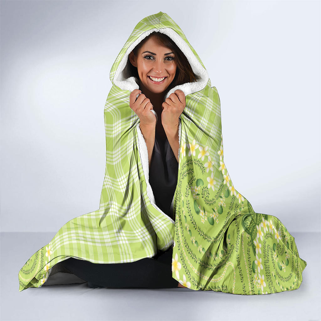 Hawaii Palaka Hooded Blanket Cute Green Mango Turtle On The Waves DT05 - Polynesian Pride