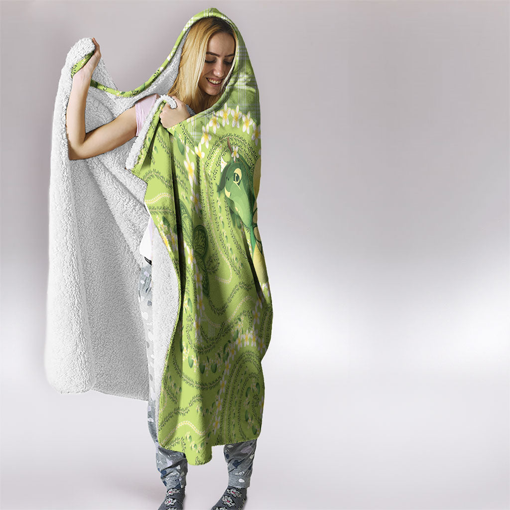 Hawaii Palaka Hooded Blanket Cute Green Mango Turtle On The Waves DT05 - Polynesian Pride