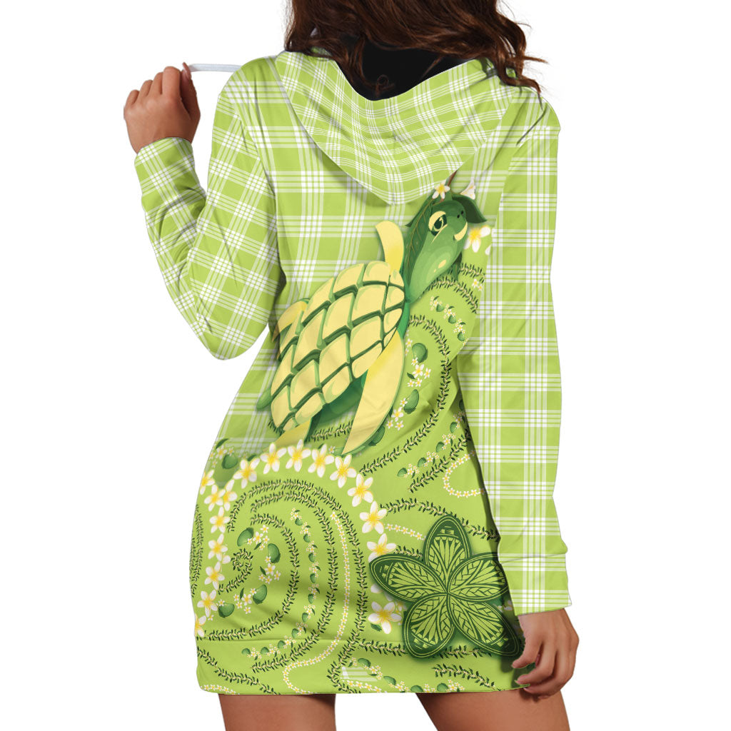 Hawaii Palaka Hoodie Dress Cute Green Mango Turtle On The Waves DT05 - Polynesian Pride