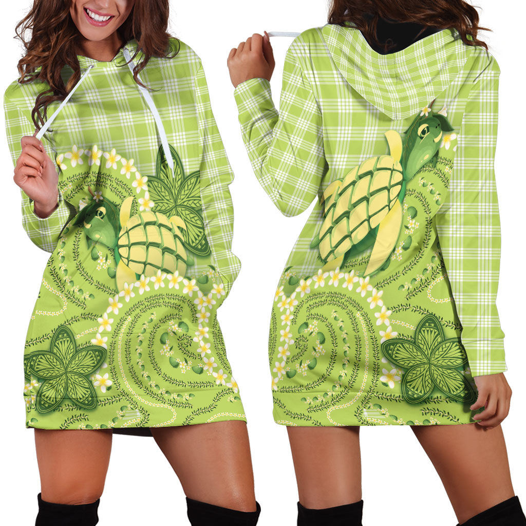 Hawaii Palaka Hoodie Dress Cute Green Mango Turtle On The Waves DT05 - Polynesian Pride