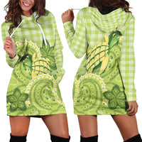 Hawaii Palaka Hoodie Dress Cute Green Mango Turtle On The Waves DT05 - Polynesian Pride