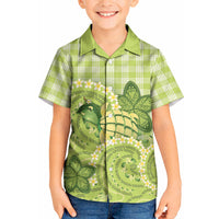Hawaii Palaka Kid Hawaiian Shirt Cute Green Mango Turtle On The Waves DT05 Kid Green - Polynesian Pride
