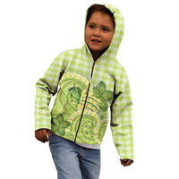 Hawaii Palaka Kid Hoodie Cute Green Mango Turtle On The Waves DT05 - Polynesian Pride