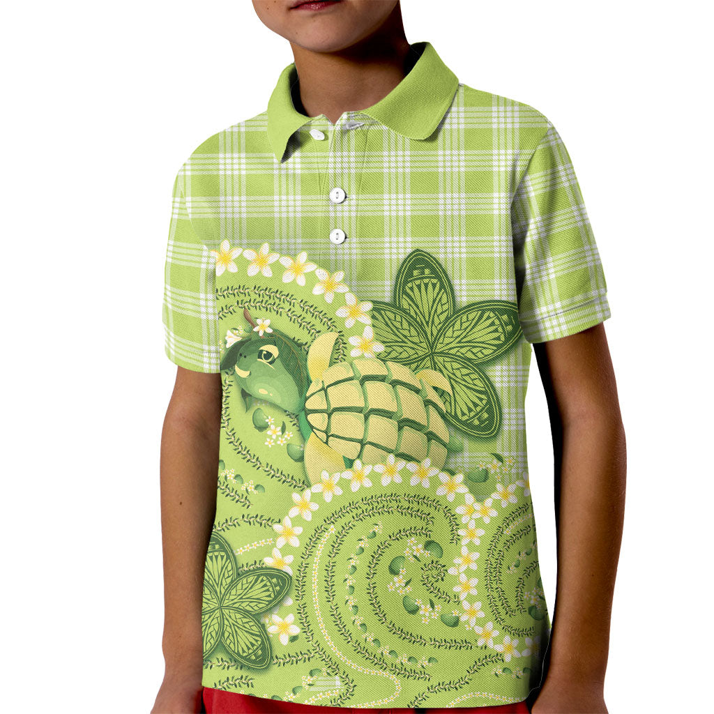 Hawaii Palaka Kid Polo Shirt Cute Green Mango Turtle On The Waves DT05 Kid Green - Polynesian Pride