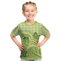 Hawaii Palaka Kid T Shirt Cute Green Mango Turtle On The Waves DT05 Green - Polynesian Pride