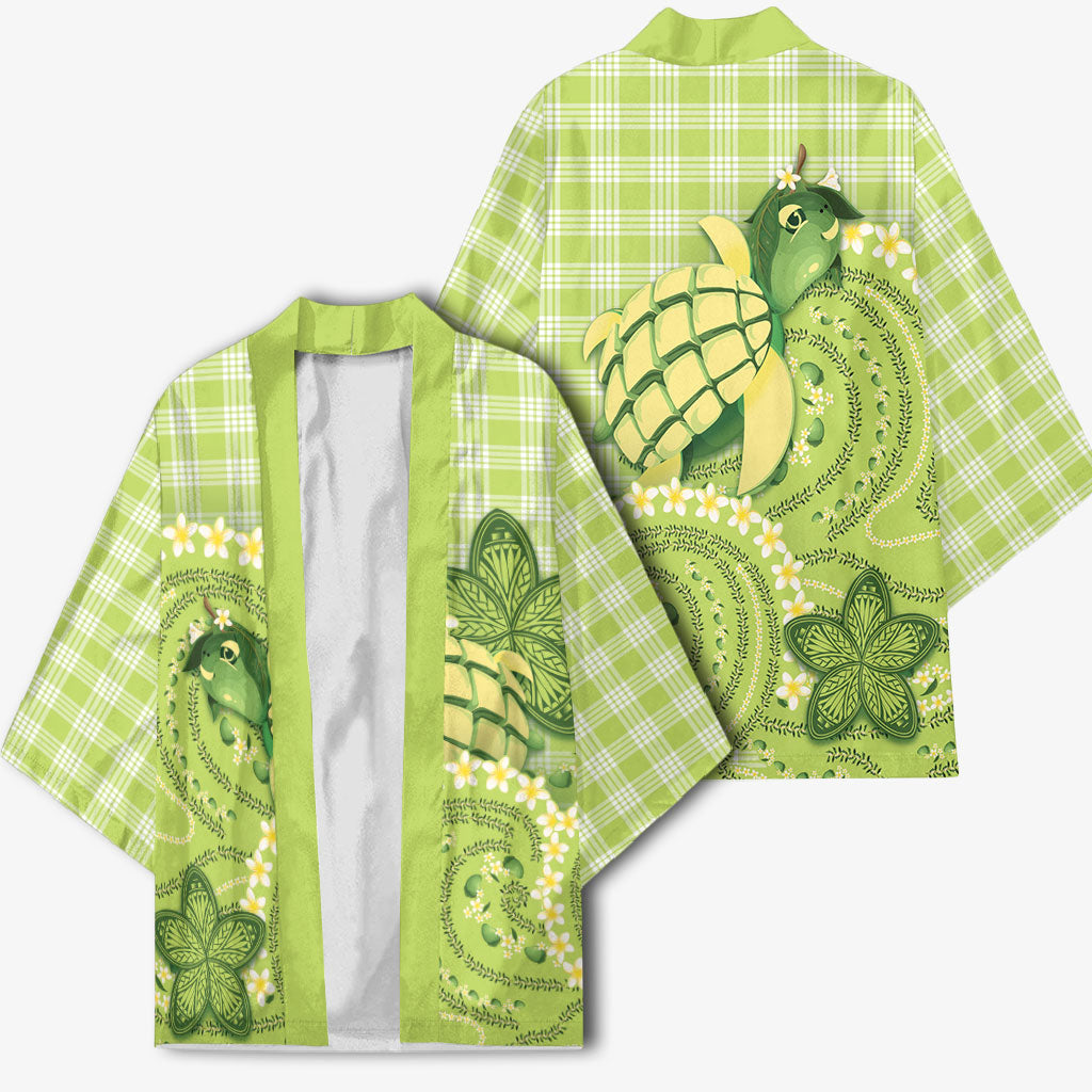 Hawaii Palaka Kimono Cute Green Mango Turtle On The Waves DT05 - Polynesian Pride