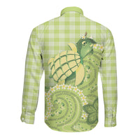 Hawaii Palaka Long Sleeve Button Shirt Cute Green Mango Turtle On The Waves DT05 - Polynesian Pride