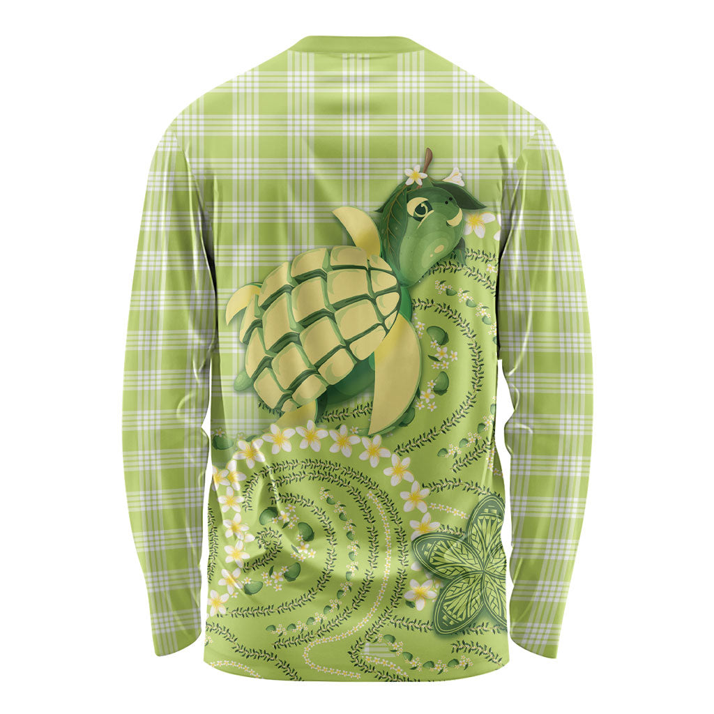 Hawaii Palaka Long Sleeve Shirt Cute Green Mango Turtle On The Waves DT05 - Polynesian Pride