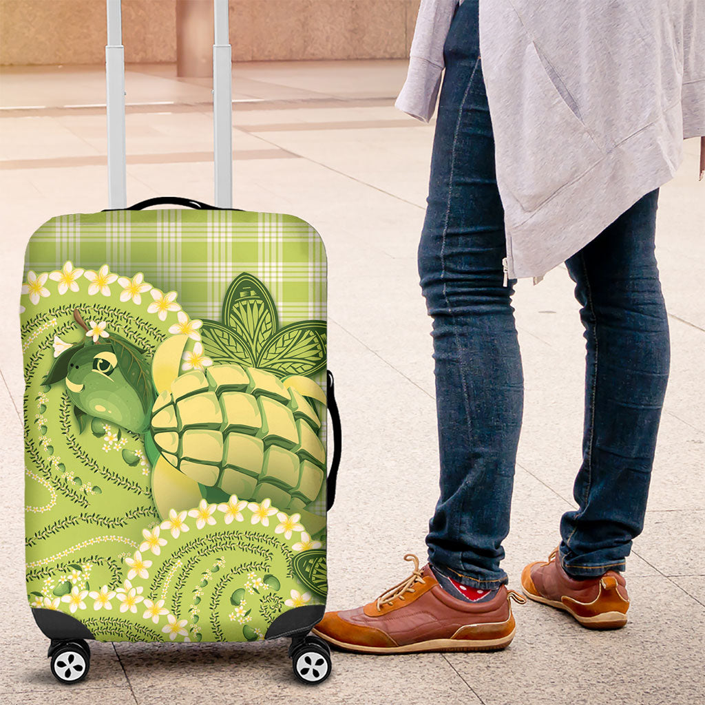 Hawaii Palaka Luggage Cover Cute Green Mango Turtle On The Waves DT05 Green - Polynesian Pride