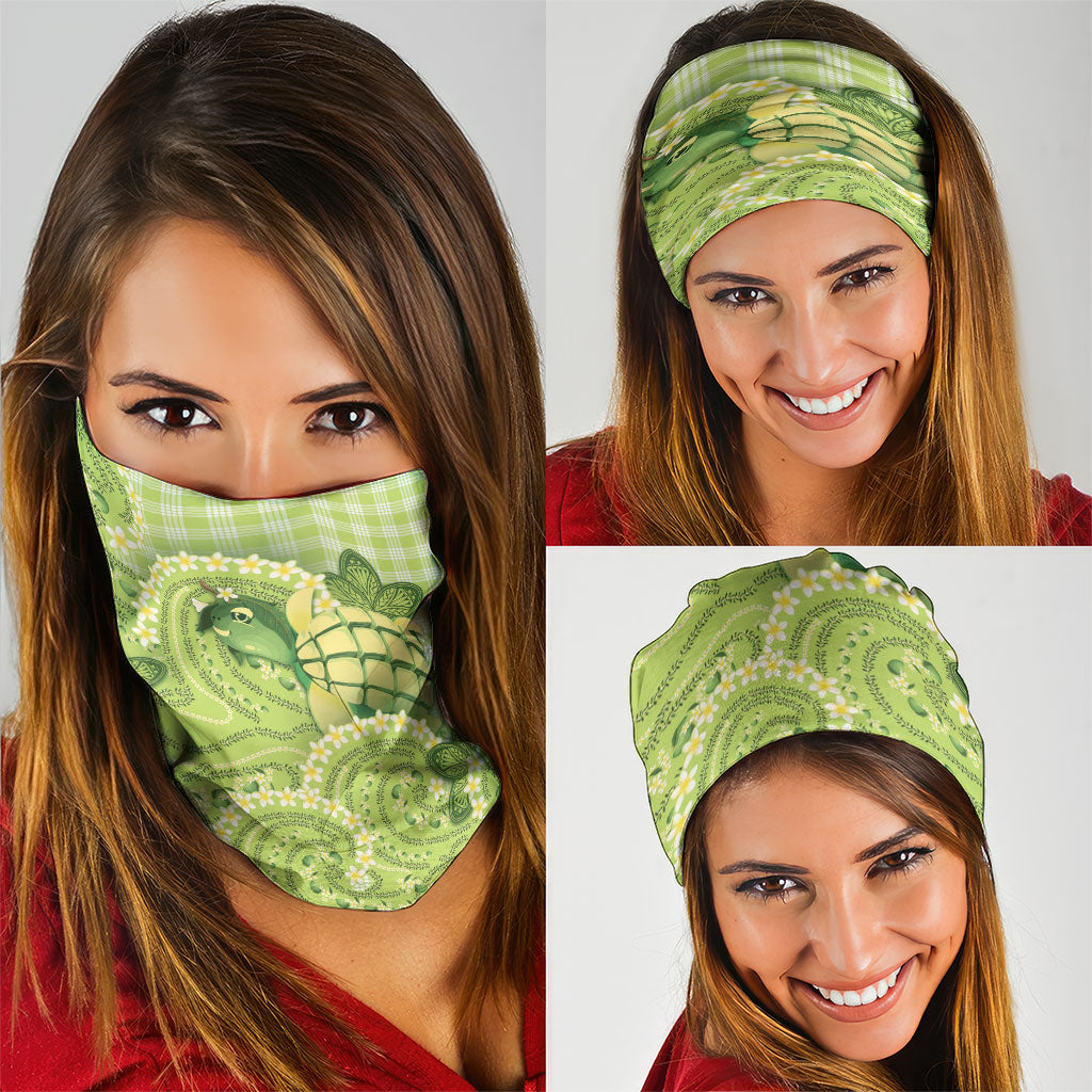 Hawaii Palaka Neck Gaiter Cute Green Mango Turtle On The Waves DT05 - Polynesian Pride