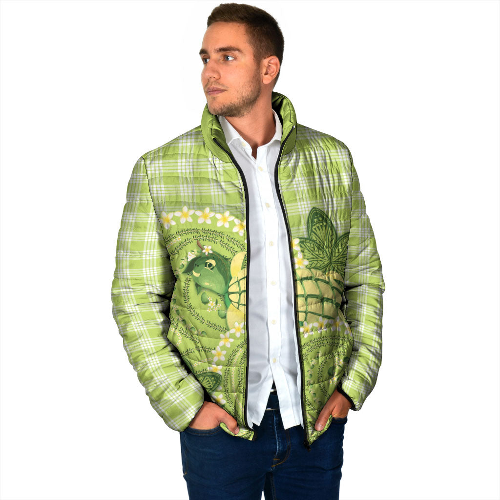 Hawaii Palaka Padded Jacket Cute Green Mango Turtle On The Waves DT05 - Polynesian Pride