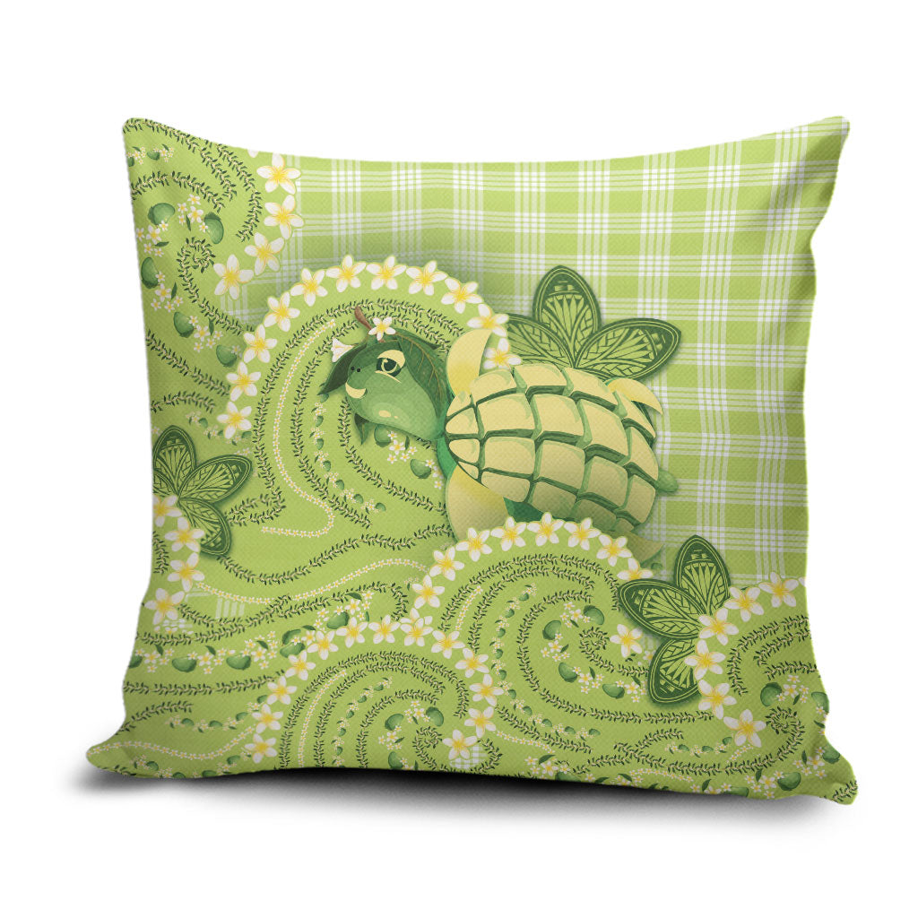 Hawaii Palaka Pillow Cover Cute Green Mango Turtle On The Waves DT05 Green - Polynesian Pride